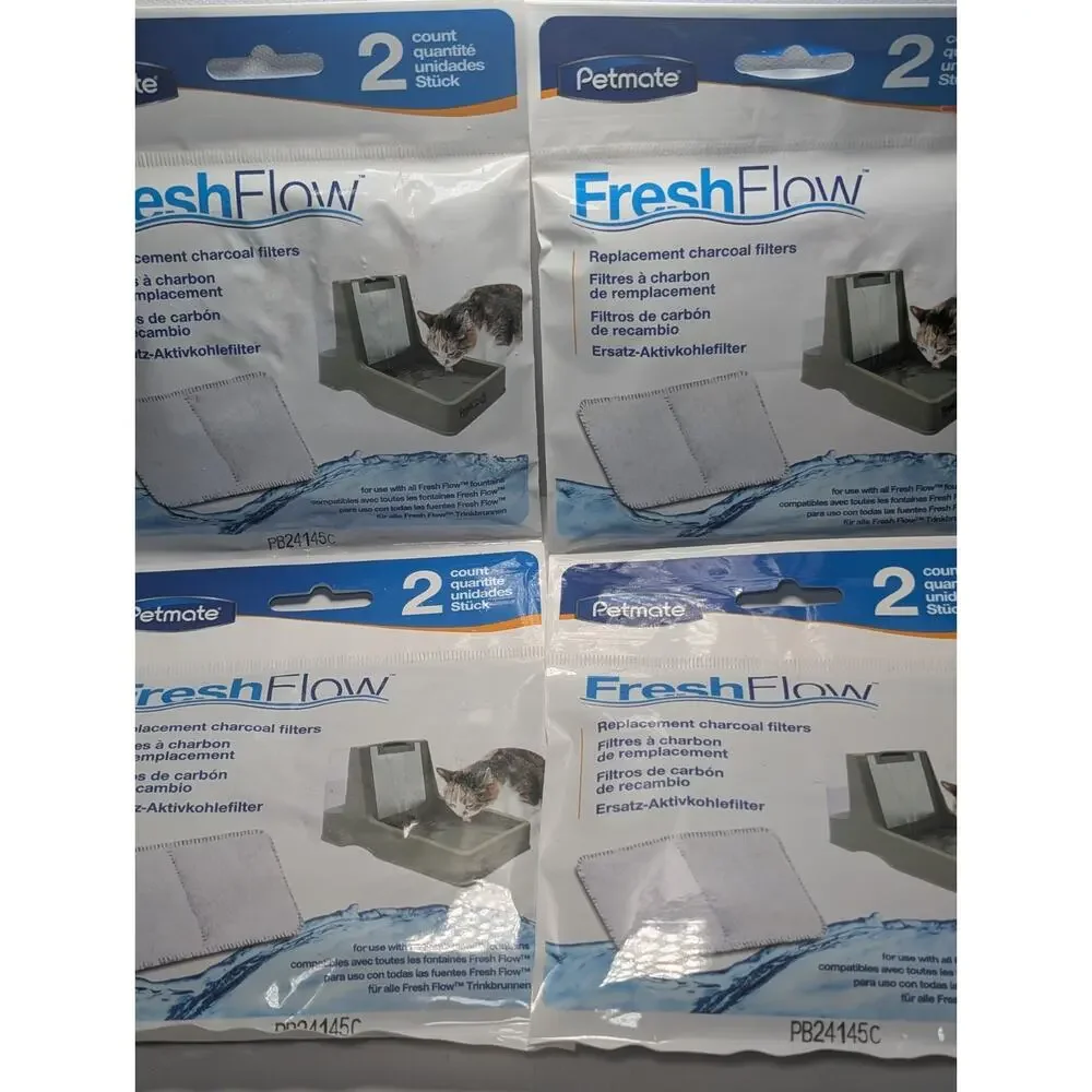 Lot of 4 Petmate Fresh Flow Replacement Charcoal Filters 2 Pack PB24145C
